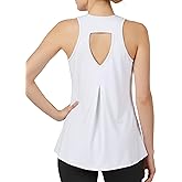 Sleeveless Workout Tops for Women Loose Fit Athletic Crew Neck Shirt Tank Top for Gym Training Running Pilates Keyhole Open