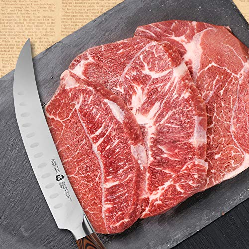 TUO Butcher Knife 8 inch Granton Edge Butcher's Breaking Cimitar