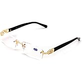 Men Rectangular Rimless Designer Fashion Reading Glasses Reader