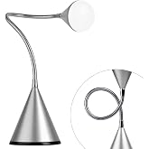 OttLite LED Cone Desk Lamp, Silver | Natural Daylight LEDs | Adjustable Flexible Neck 12.5"-20.5" | 8 Super Bright LEDs