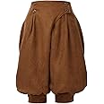 GRACEART Women's Renaissance Pants Pirate Pant Suede High Waist Double Breasted Medieval Pants
