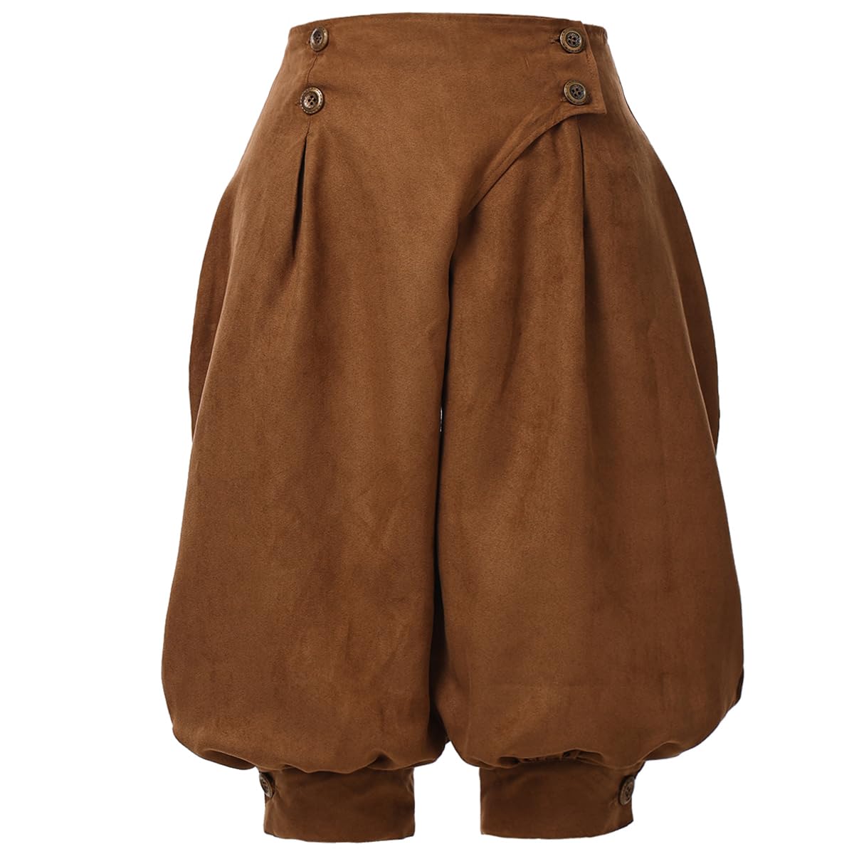 GRACEART Women's Renaissance Pants Men's Medieval Vintage Knickers Pirate Trousers High Waist Bloomer Shorts Brown