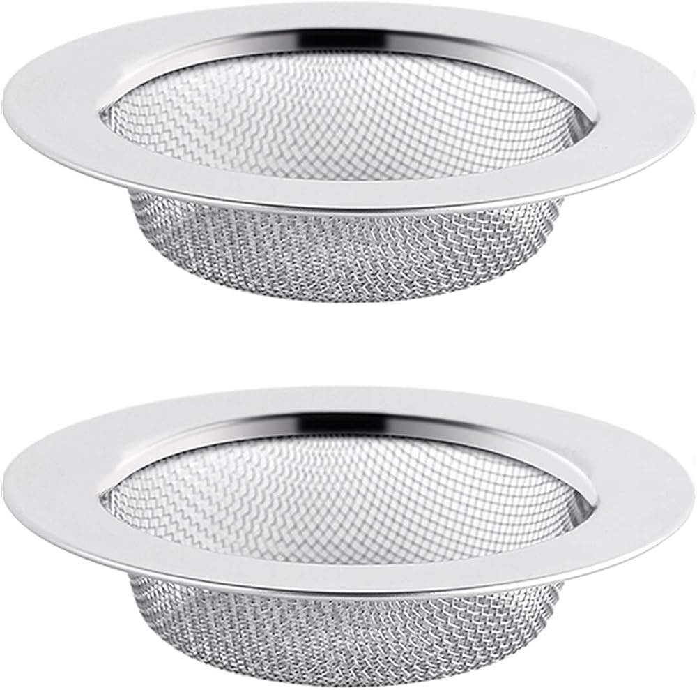 ILLUVA Stainless Steel Bathroom Hair Filter Catcher Drain Cover Pack of 2