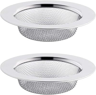 ILLUVA Stainless Steel Bathroom Hair Filter Catcher Drain Cover Pack of 2