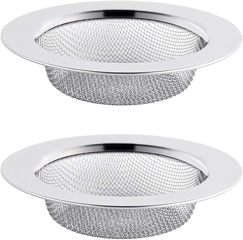 ILLUVA Stainless Steel Bathroom Hair Filter Catcher Drain Cover Pack of 2