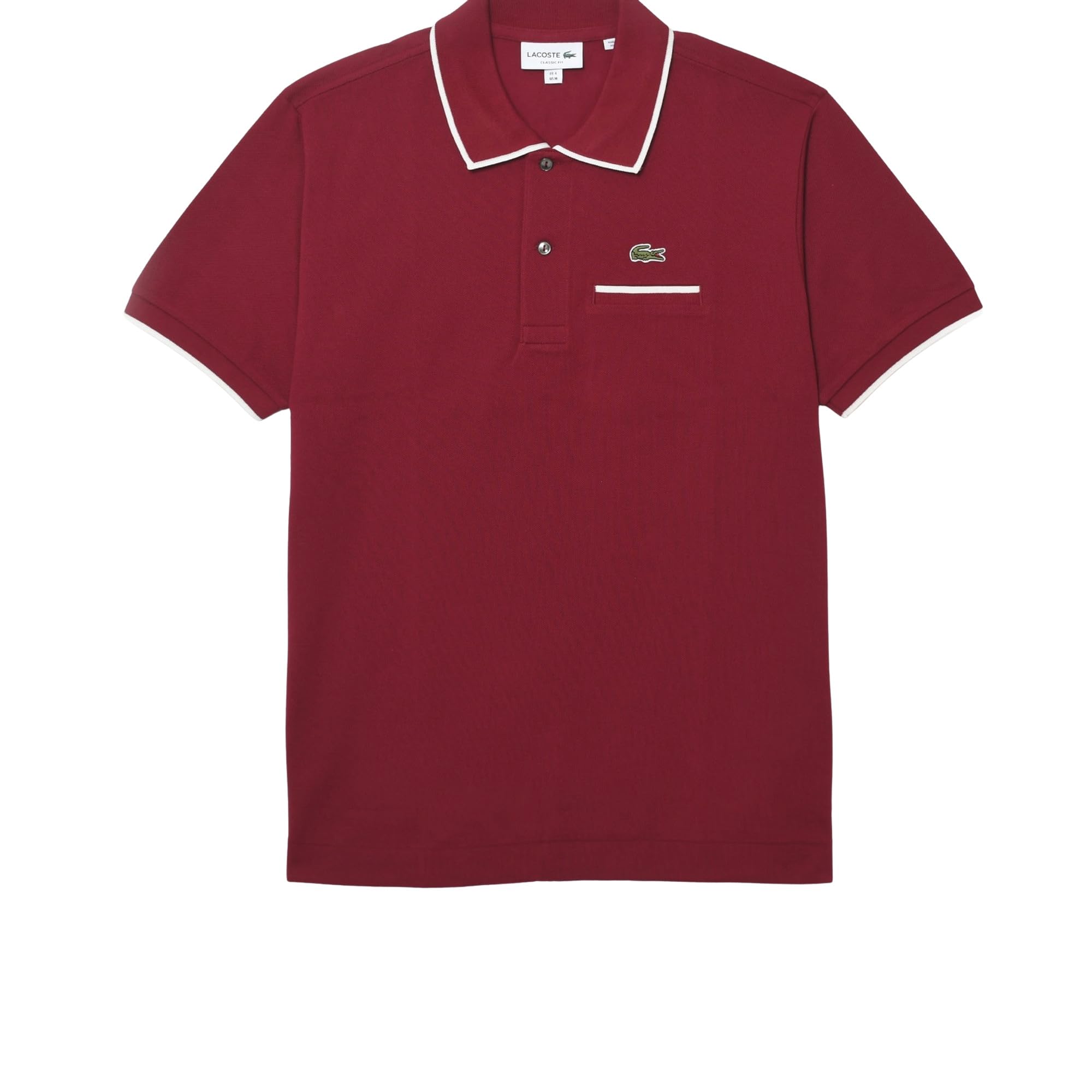 Lacoste Men’s Classic Fit Pocket Accent L.12.12 Polo Shirt, Bordeaux/Flour, 3X-Small