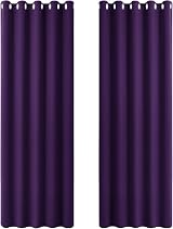 PONY DANCE Blackout Window Curtains 66x90 Purple 2-Piece Eyelet Thermal Drapes