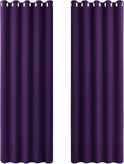 PONY DANCE Blackout Window Curtains 66x90 Purple 2-Piece Eyelet Thermal Drapes