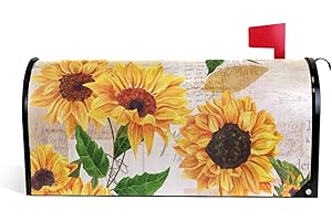 Wamika Watercolor Sunflowers Welcome Magnetic Mailbox Cover Wraps Yellow Flower Small Size 20.8(L) x 18(W) MailWrap for Outside Garden Home Decor