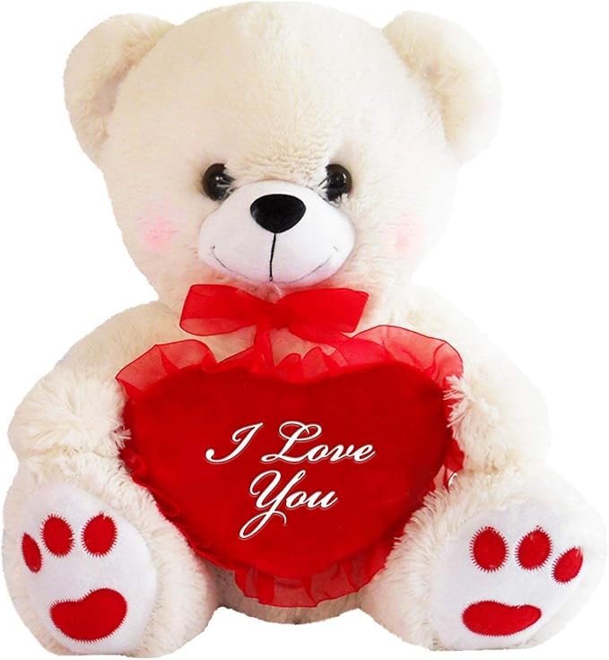 Teddy Bear with I Love You Heart (White) Toys & Games