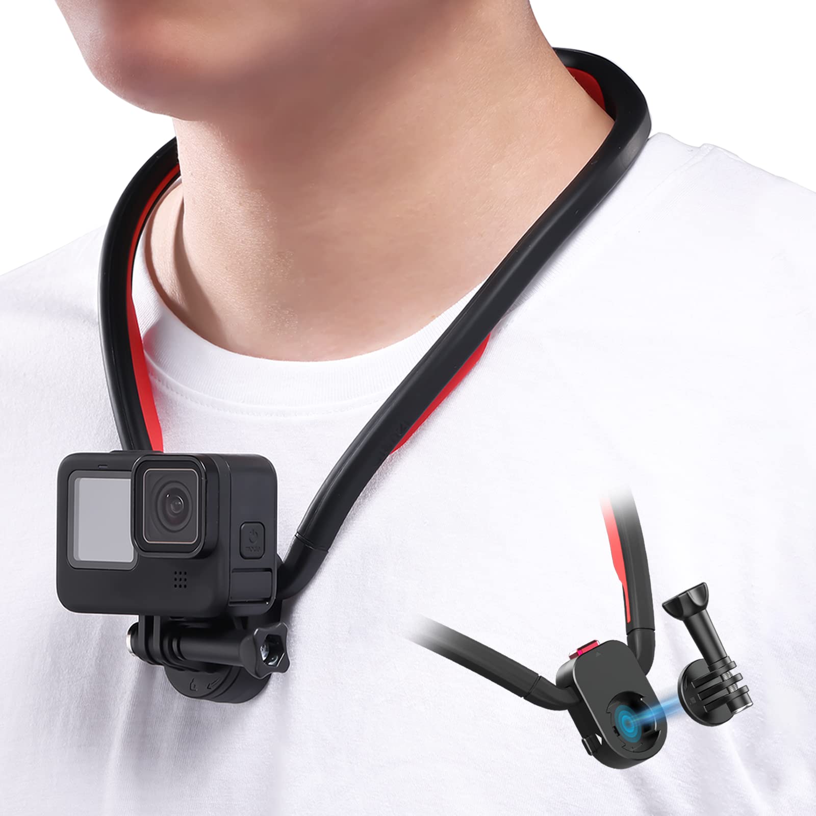 ULANZI Go Quick II Magnetic Neck Mount for Action Camera, One-Click Quick Release Design, Compatible with GoPro Hero 13/12/11, for Insta360 X5/X4/X3/Ace Pro 2, for DJI OSMO Action 5/4/3 Pro