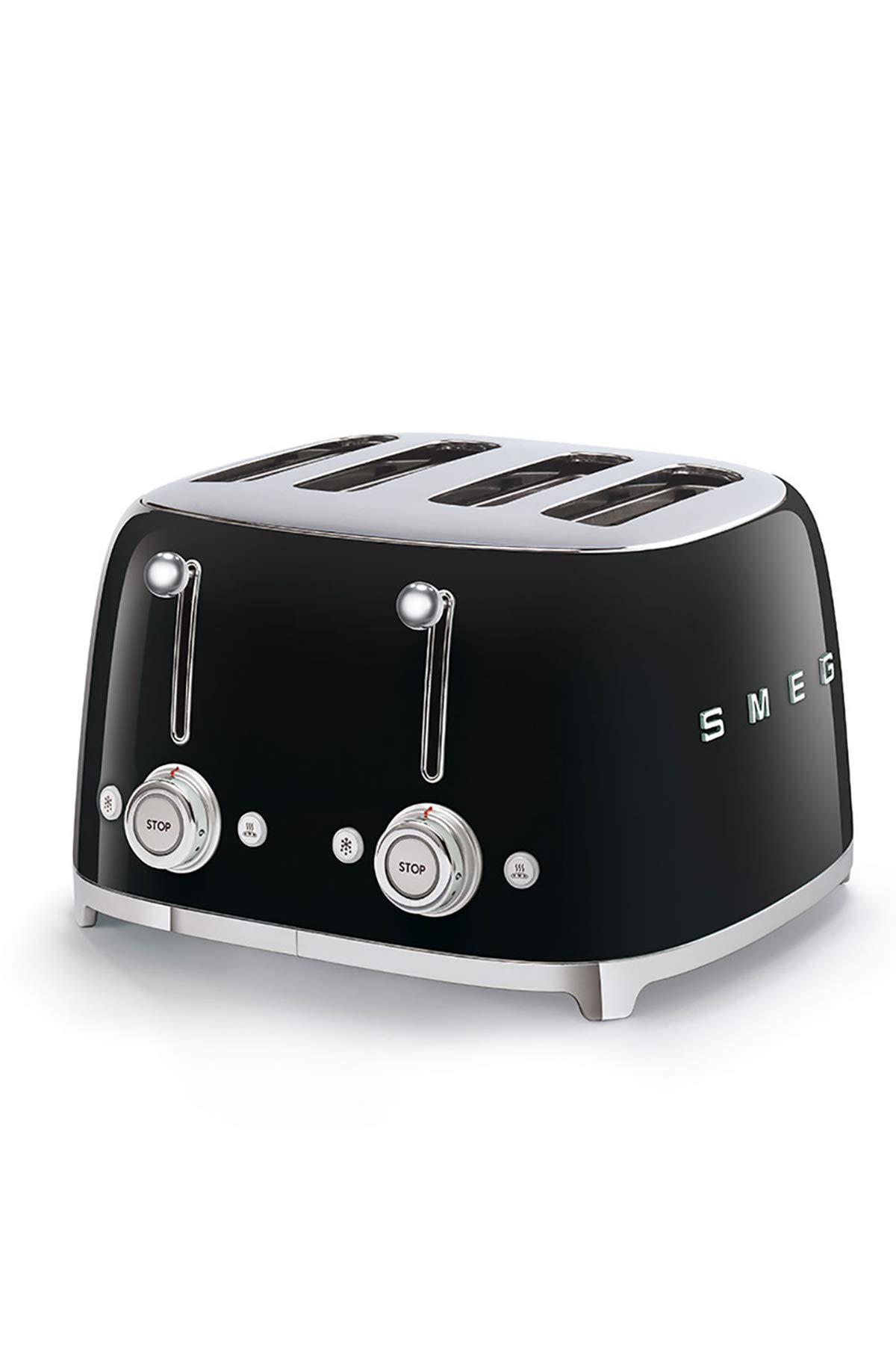 Smeg Smeg, Grille-Pain 4 Tranches Tsf03Bleu, 4 Fentes 36 Mm, 6 Niveaux De Brunissage, Fonction Chauffage, Décongélation Et Bagel, Éjection Automatique Du Pain, 2 Ramasse Miettes, 2000 W, Noir