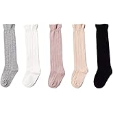 Kaariss Baby Girls Boys Toddlers No Seam Cotton Knee High Socks Tube Ruffled Stockings 5 Pack