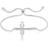 STARCHENIE Cross Bracelet for Women 925 Sterling Silver Infinity Bracelet Adjustable Slider Crucifix Jewelry Gift