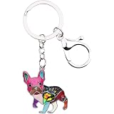 BONSNY Acrylic French Bulldog Keychain – Cute Floral Dog Charm For Keys & Bags