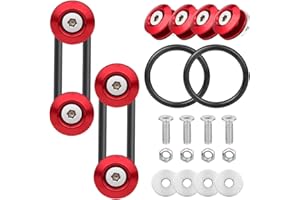 SMILFUY Bumper Trunk Quick Release Kit, Quick Release Front Rear Bumper Fasteners Holders with Stainless Steel Screws Kit for Car Bumper, 4 Quick Release Tabs with 2 O-Rings (Red)