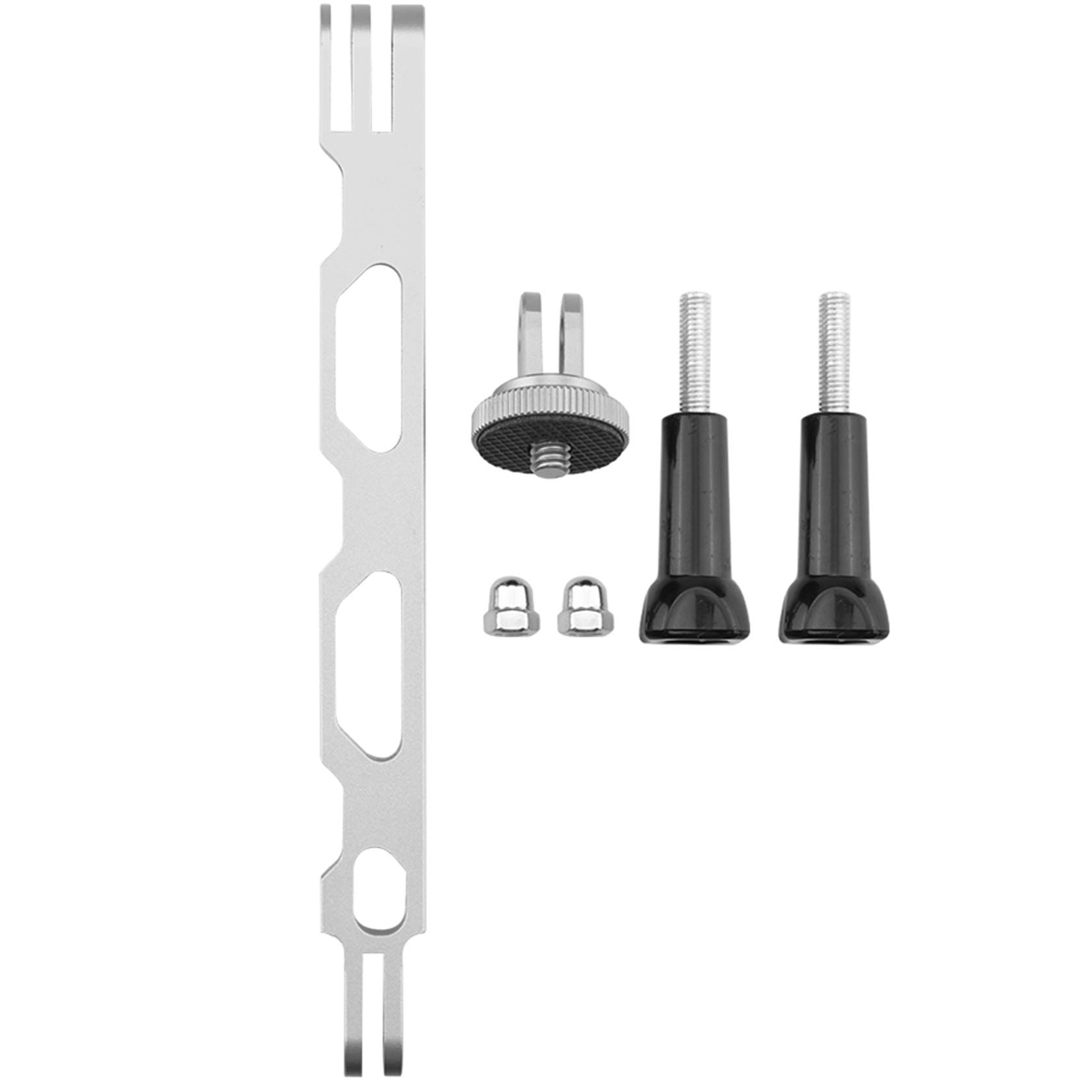 Hensych Aluminium Alloy Helmet Mount Extension Pole Stick Helmet Extension Arm Bracket Adapter Conversion Head Long Screw Set for Insta360 ONE X2/X Panoramic Camera (Silver)