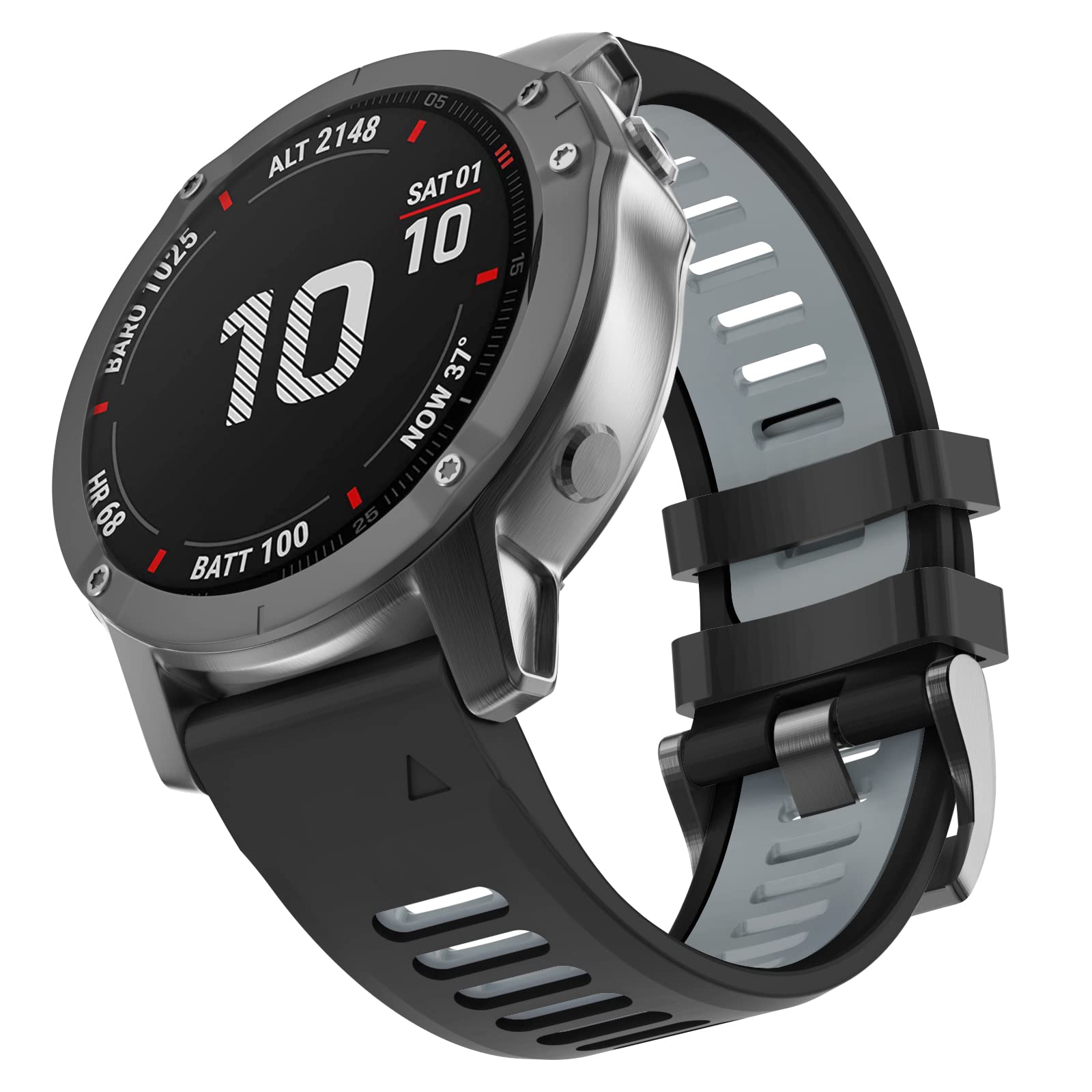 MYSNBKN Garmin Fenix 6X Strap, 26MM Width Silicone bands Fit for Garmin Fenix 8 51mm/Fenix 7X/Fenix 6X/Fenix 6X Pro/Fenix 5X/5X Plus/Fenix 3/Fenix 3 HR/Tactix/Descent MK1/D2 Delta PX/D2 Charlie
