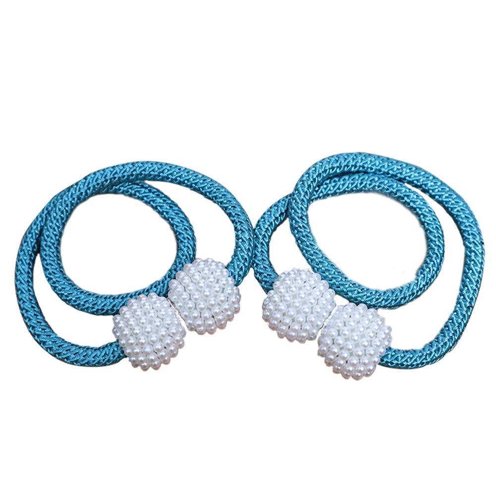 Emoly 2 Pack Pearl Magnetic Curtain Clip Curtain Holders Buckle Clips Hanging Ball Buckle Tie Back Curtain Accessories Home Decor (Dark Blue)
