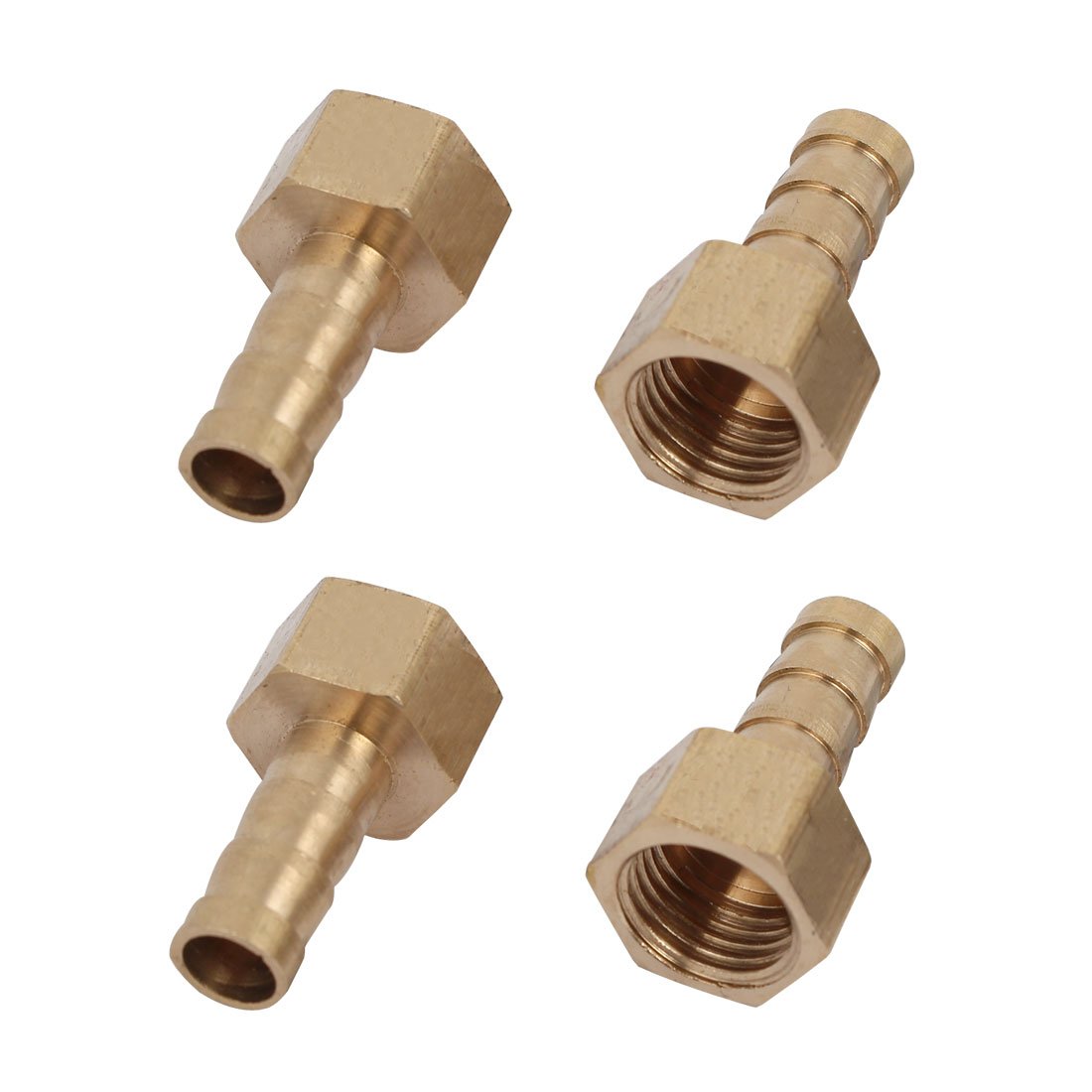 sourcingmap 1/4BSP Female Thread 8mm Hose Barb Brass Tubing Coupler Connector Fitting 4pcs