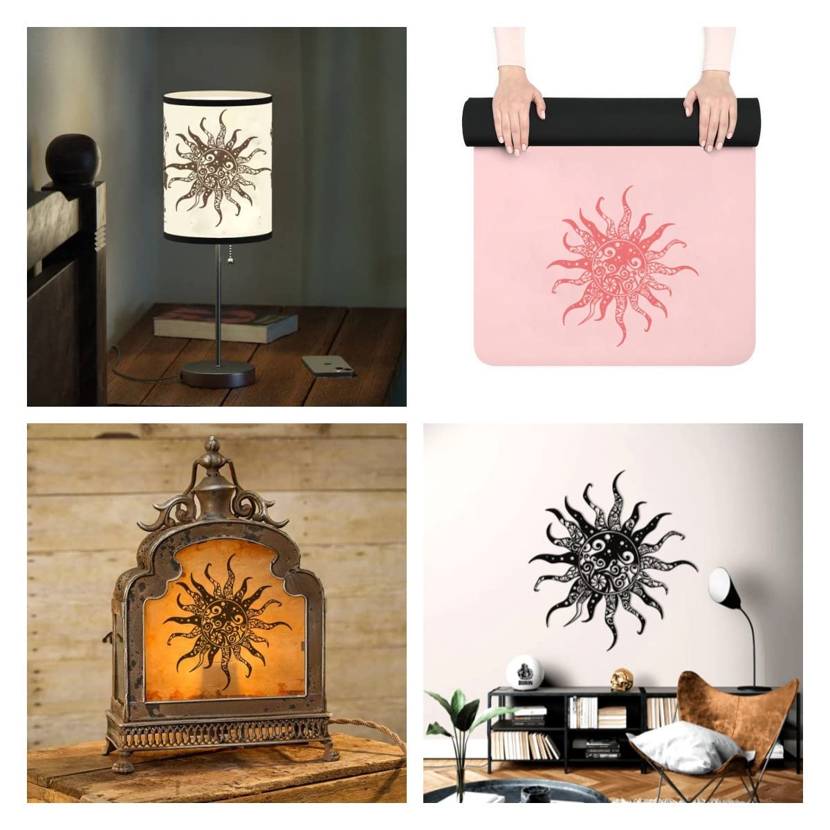 DGAGA Yoga Silk Screen Stencils,Lotus Reusable Self-Adhesive Silk Screen Printing, Mandala Sun Mesh Transfers,Hamsa Hand Screen Printing Stencils for Painting on Wood,Furniture,DIY Home Decor