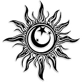 OPTYBVFD Sun Moon Star Metal Wall Decor - Room Decor Wall Art Home Decor for Living Room, Bedroom, Dining Room,Office, Outdoor, Garden (Black)