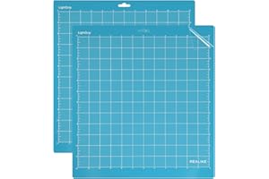 REALIKE LightGrip Cutting Mat Compatible with Cricut Maker 4/Maker 3/Maker/Explore 4/3/Air 2/Air/One, 2 Pack 12x12 Inch Blue Light Grip Adhesive Sticky Non-Slip Cut Mat