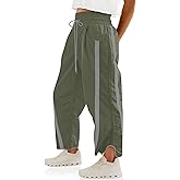 LOMON Womens Baggy Wide Leg Pants 2026 Lightweight Drawstring Contrast Color Elastic Waisted Y2K Track Pants with Pockets