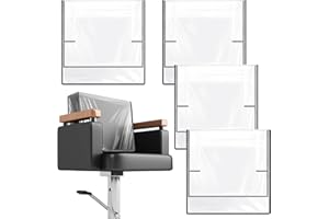 Hoolerry 4 Pcs Gray Edge Salon Chair Cover Clear Plastic Square Hairdressing Back Protectors for Fits Most Standard Back Reinforced Precision Stitched Covers to Prevent Damage Spa/Salon Chairs