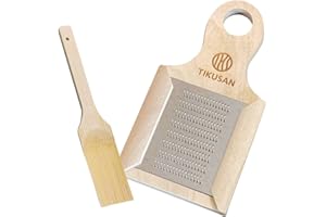 TIKUSAN Japanese Wooden Wasabi Grater (Wasabi Oroshi) for Ginger and Garlic with Bamboo Brush Made in Japan