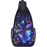 Nmbvcxz Butterflies Sling Bag Crossbody Sling Backpack for Women Men Travel Hiking Daypack Chest Shoulder Bag | Travel, Hiking, Daypack