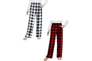 1/2 Pack Kids Girls Plaid Paja_ma Pants Boys Plaid Paja_mas Pants Size 10-12 Casual Soft Bottoms Kids Long Pant