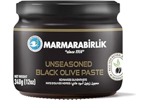 Marmarabirlik, Black Olives Spread, Turkish Olive Paste & Tapenade, Gourmet Mediterranean Flavor, Sandwiches, Crackers, Appetizer, Dips & Salads, Vegan, Kosher, Halal, 12oz (340g)