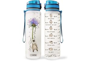 Dandelion Penguin 32oz Motivational Water Bottle with Time Marker, Gift for Penguin Lovers