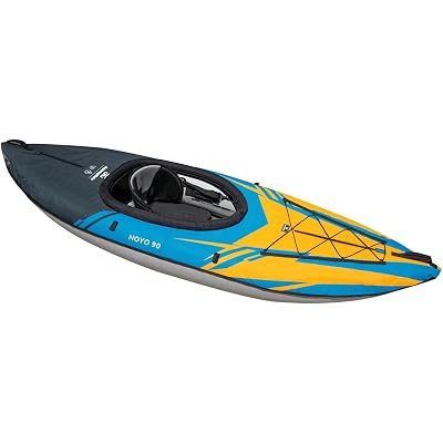 AQUAGLIDE Noyo 90 Inflatable 9 FT Kayaks for Adults Packable Family Friendly Adaptable 1 Person Single Rider Blow Up Touring Kayaking for Recreational Angler Fishing Hunting