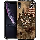 DJSOK Case Compatible with iPhone XR,H American Flag Elk Deer with Four Corners Shockproof Protection Soft TPU Bumper and Hard PC Pattern Back Case for iPhone XR