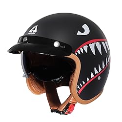 TRIANGLE 3/4 Motorcycle Helmet,Retro Vespa Open