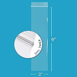 6,000 Case - 2" x 9" Long Zip Bags, 2 Mil, Clear