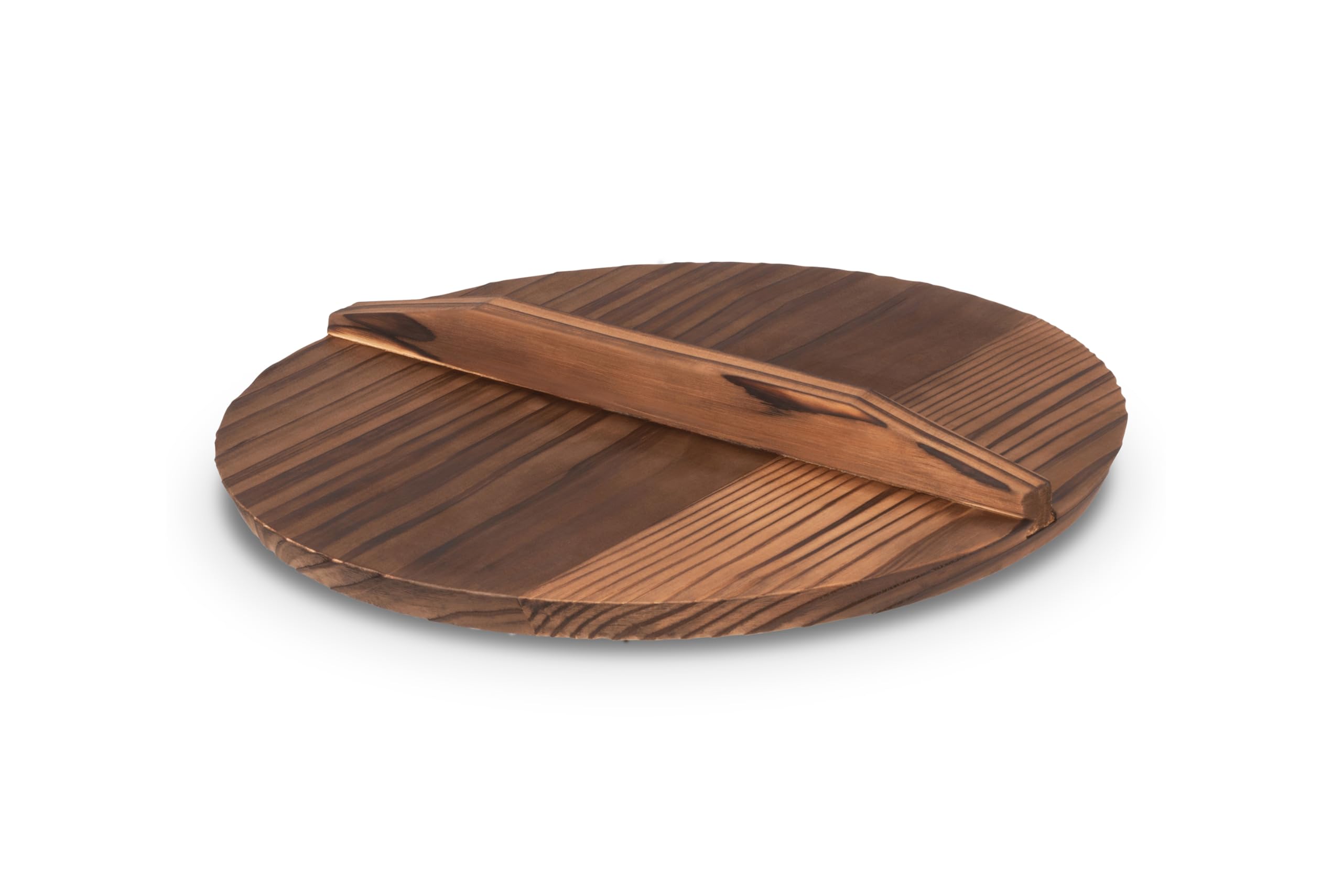 Craft Wok Lid for 12-Inch Woks Traditional Wooden Flat Cover Asian Cookware / 732W323-12in