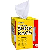 UNIMADE Shop Rags, 100 Sheets Microfiber Cleaning Cloth | Commercial Grade Washcloths Lint-Free Bulk Shops Towels for Cars Mechanic Restaurant Garage Housekeeping, 11"x 9", White