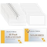 Fushing 50PCS Pin Style Combi Clip Horizontal Name Badge Holders with Inserts Fit The Avery 5390 Name Badge Inserts or 2-1/4 inch x 3-1/2 inch Cards