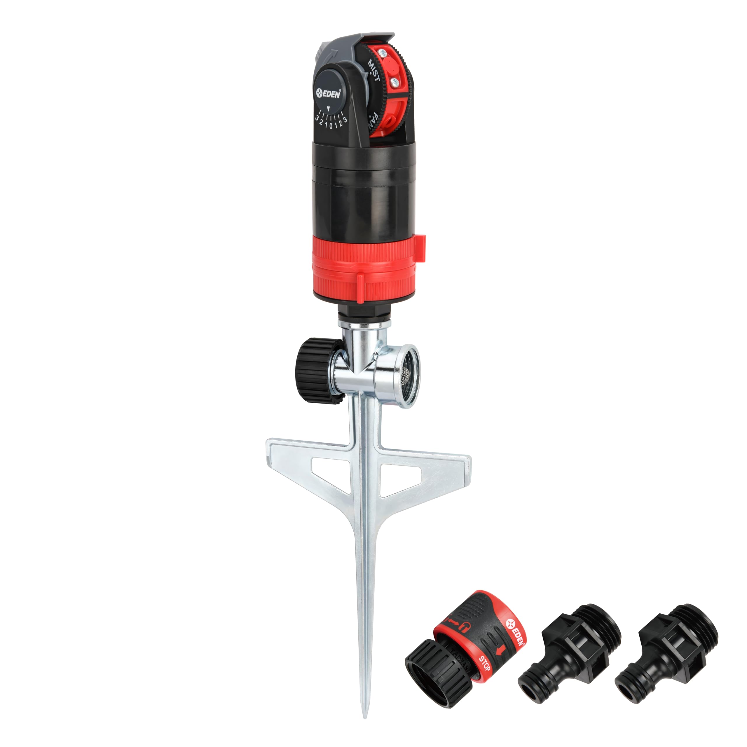 Photo 1 of Eden 94143 Multi-Pattern Sprinkler Plus One-Direction Misting System with Metal Sprike Set; Gear Drive, Heavy Duty, Gardening Watering System, Garden&Lawns, 5 Pattern, Coverage up to 3737sq.ft