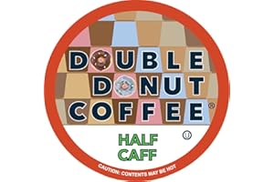 DOUBLE DONUT COFFEE Double Donut Half Caff Coffee Pods, Single Serve Half Caffeine Coffee Pods For Keurig K Cup Brewers, Medium Roast, 80 Count