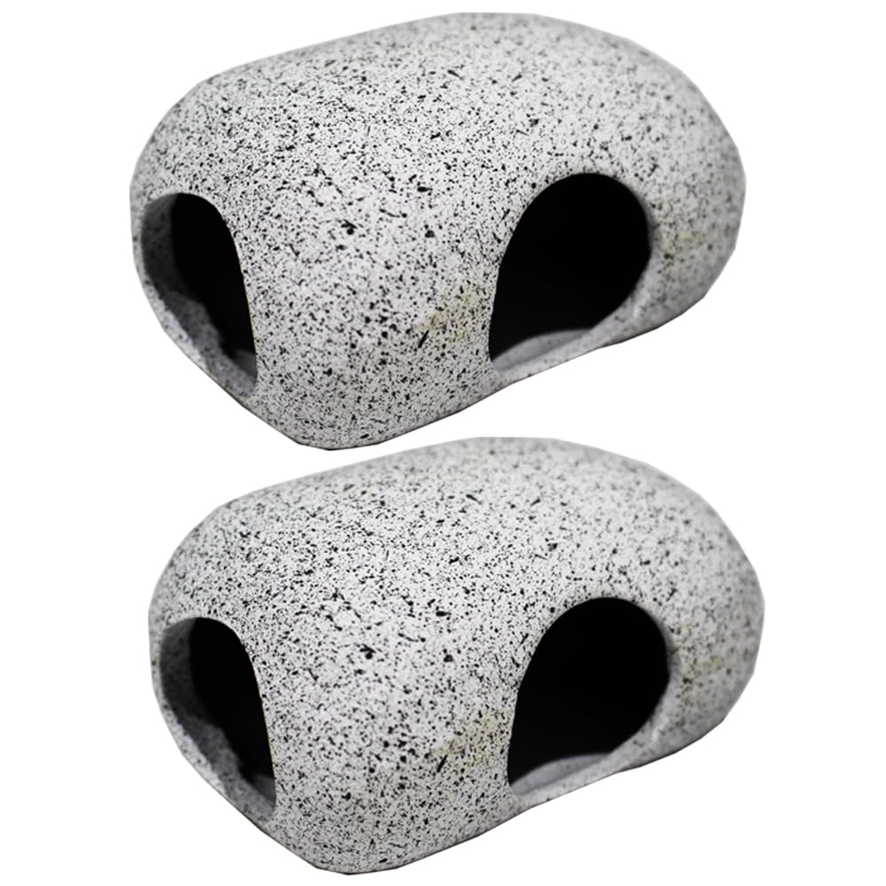 CWP Breeding & Play Ceramic Hideaway Rocks - Safe, Non-Toxic Small Aquarium Ornaments for Betta and More, Ideal for Fish Tank Decoration (2)