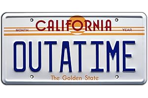 Celebrity Machines | Back to The Future | Delorean | Outatime | Metal Stamped Vanity Prop Vanity Plate, Metal Decorative Tag, Corrosion Resistant, Quality Novelty Sign, Wall Decoration, Wall Hanging