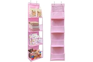 1 Pc Over The Door Organizer, 4 Shelf Swing-Proof Behind Door Organizers with Metal Hooks,Closet Hanging Organizer with 4 Lar
