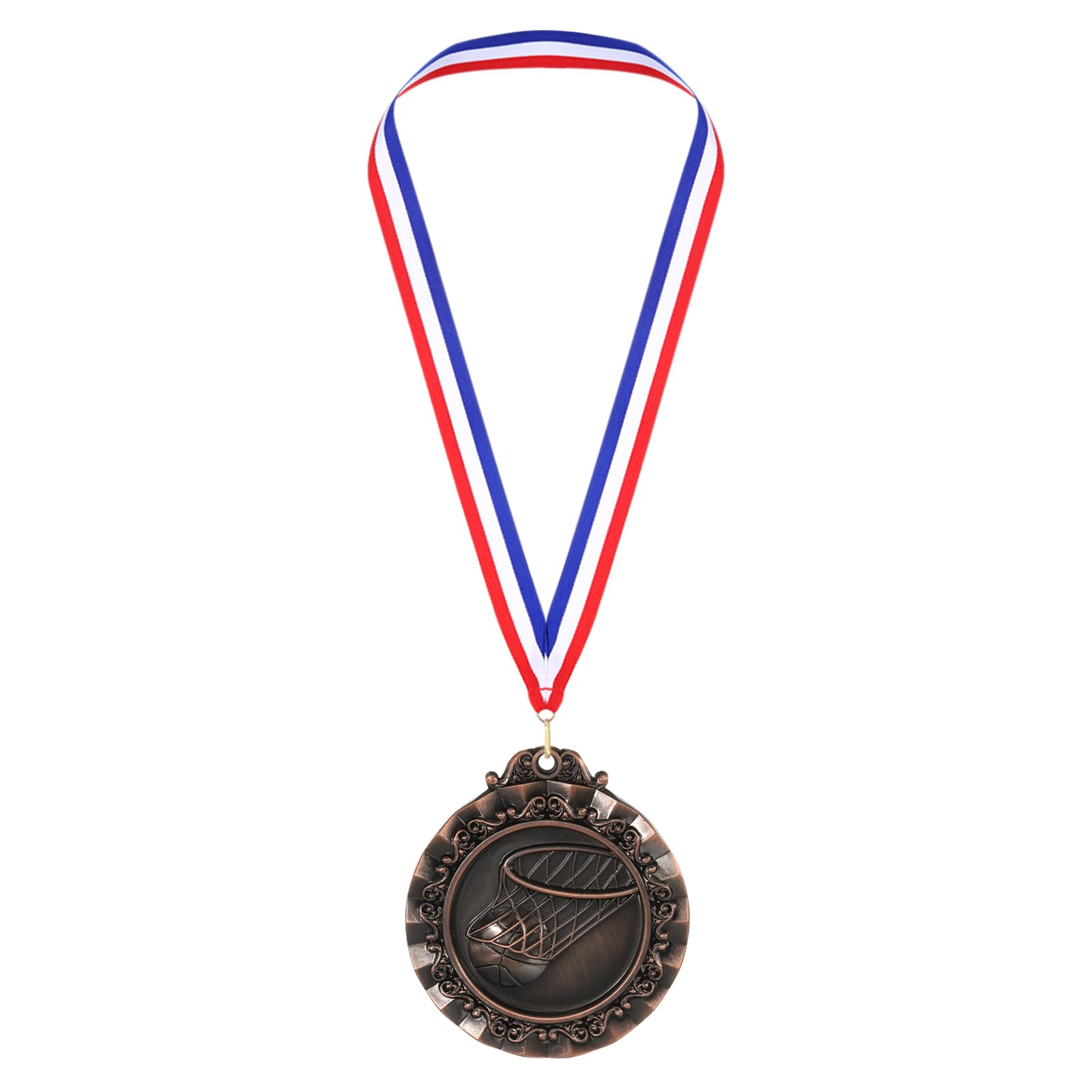 PATIKIL 2.6" Copper Basketball Medals, Basketball Award Medals with Ribbon Red White for Games Sports Competitions