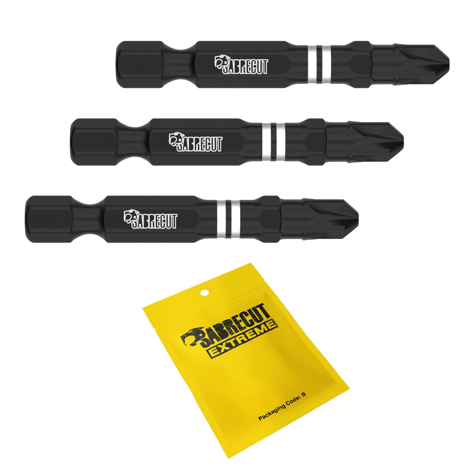 3 x SabreCut SCPZ350_3 50mm PZ3 Impact Screwdriver Driver Bits Set Single Ended Pozidriv POZI No.3 Heavy Duty