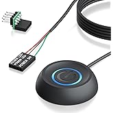 PC Power Button with 118" Cable - Desktop Computer External ON/Off Switch LED Indicator, PC Power Supply Button SW Extension with Adhesive Mount, Splitter for Computer Motherboard (Black, 118")