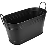 Firewood Log Carrier, 55.5x35.5x26.5cm, Oval Iron Basket | RustIron Bucket, Open-Top Quick Access, Reinforced Side Handles, Indoor Fireplace Patio Use